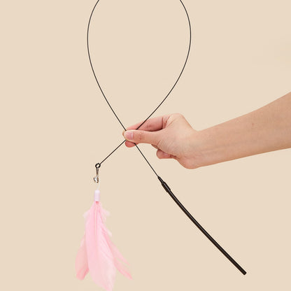 Rotating Cat Teaser Toy with Replaceable Heads
