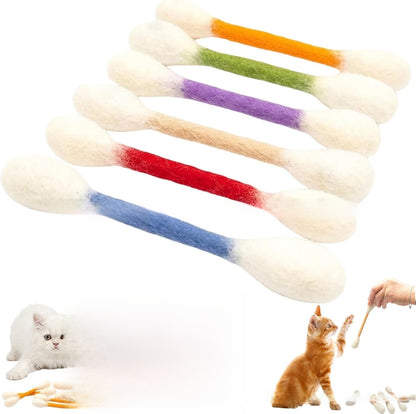 6 Pack Giant Cotton Swab Shaped Felt Cat Chew Toys