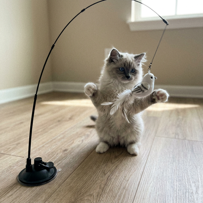 Rotating Cat Teaser Toy with Replaceable Heads