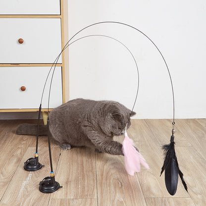 Rotating Cat Teaser Toy with Replaceable Heads