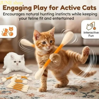 6 Pack Giant Cotton Swab Shaped Felt Cat Chew Toys