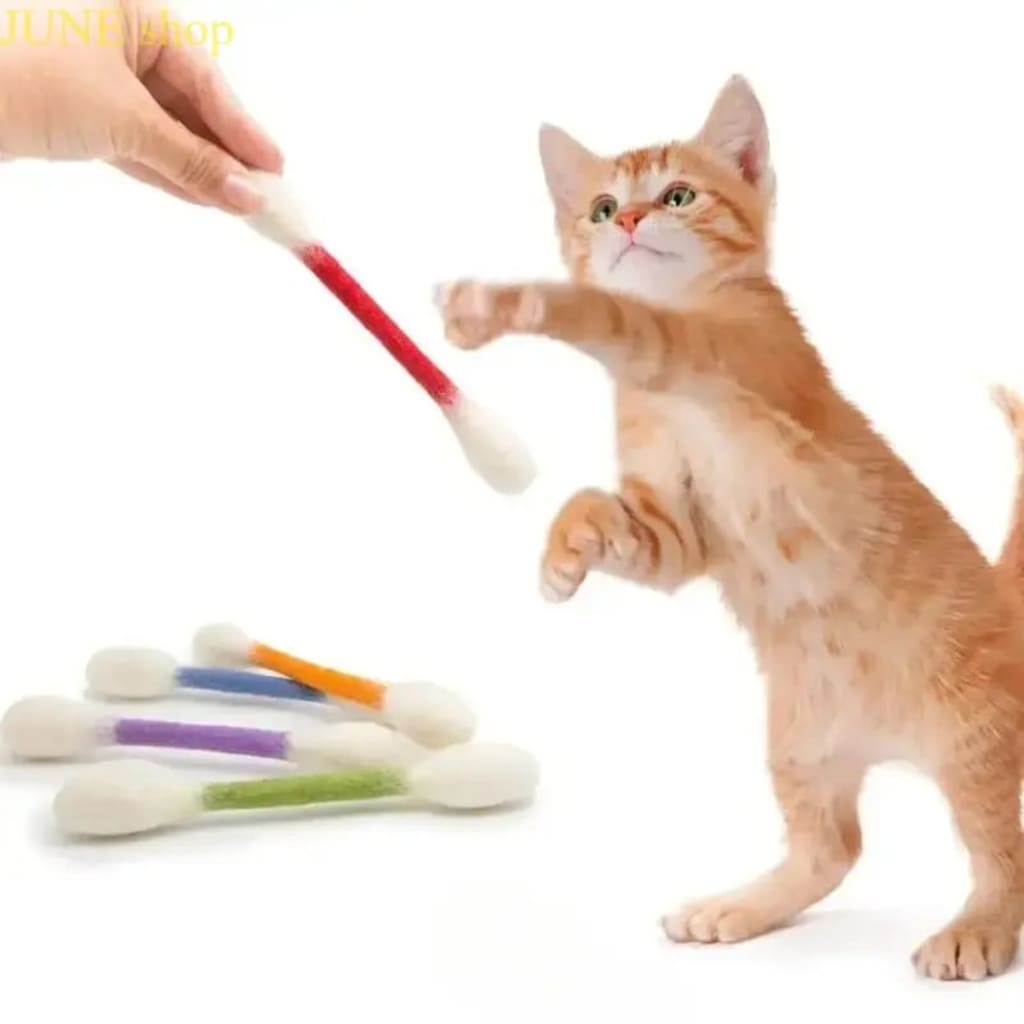 6 Pack Giant Cotton Swab Shaped Felt Cat Chew Toys