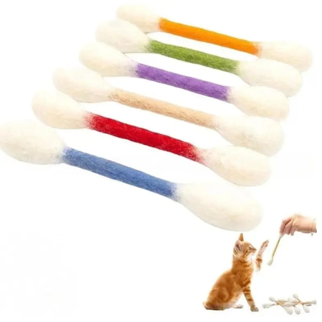6 Pack Giant Cotton Swab Shaped Felt Cat Chew Toys