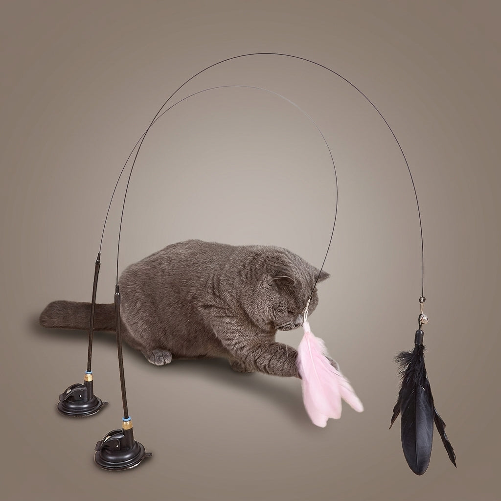Suction Cup Cat Feather Wand Toy
