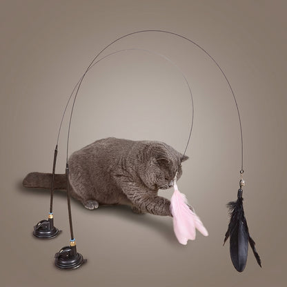 Suction Cup Cat Feather Wand Toy