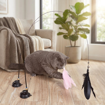 Suction Cup Cat Feather Wand Toy