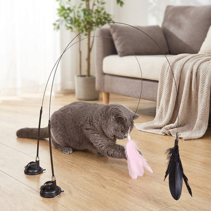 Suction Cup Cat Feather Wand Toy
