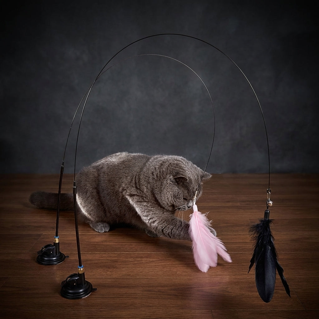 Suction Cup Cat Feather Wand Toy