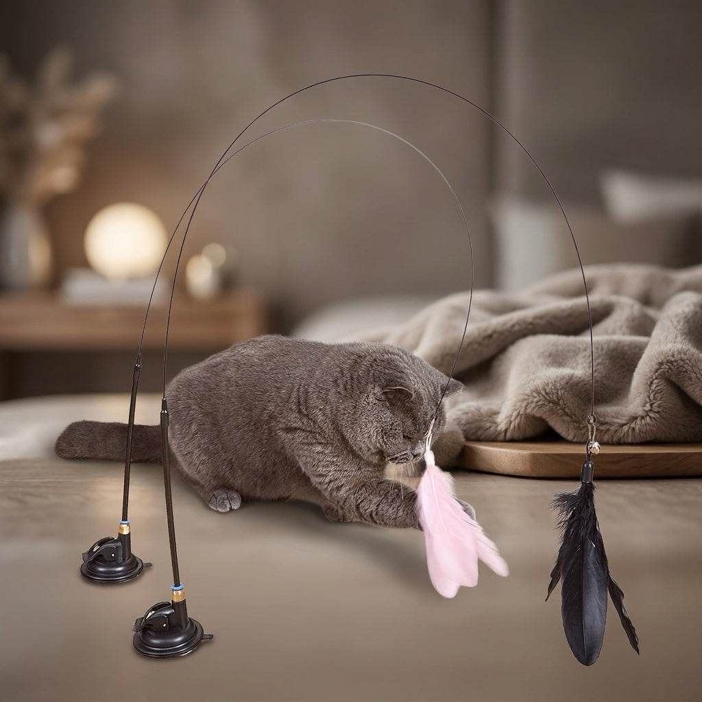 Suction Cup Cat Feather Wand Toy